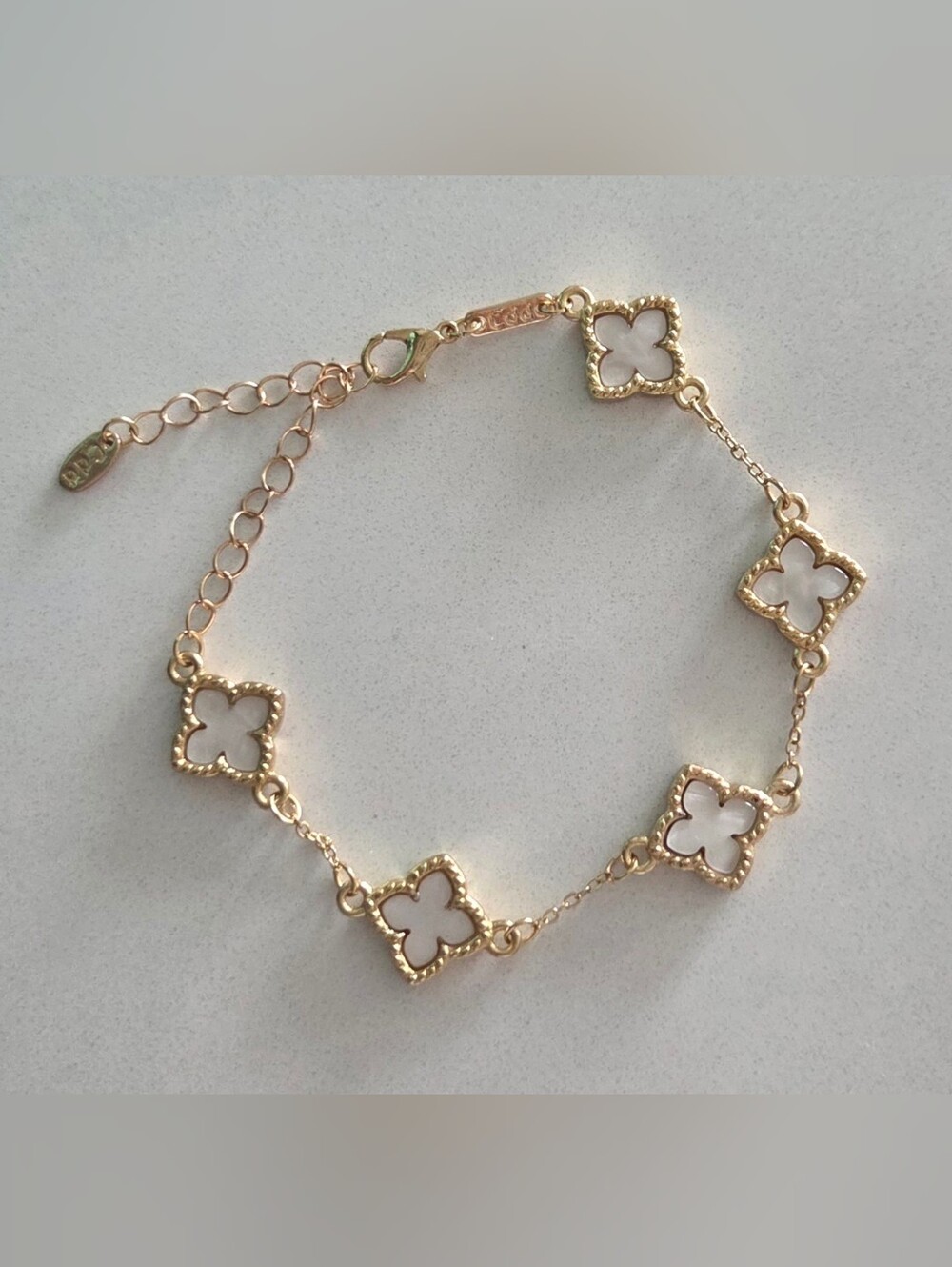 Gold Tone Pearl Clover Bracelet - Women Jewelry
